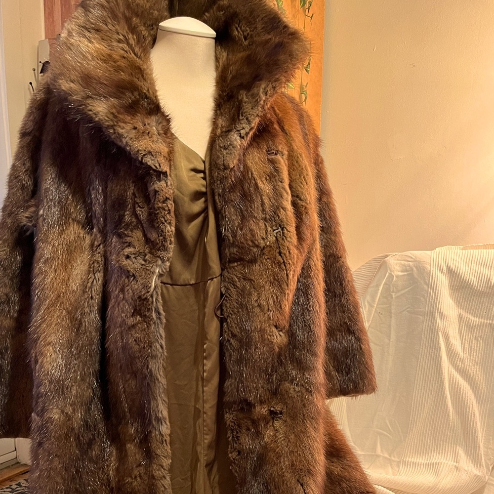 Vintage long Genuine fur coat ; so soft with gorgeous brown tones *needs repairs